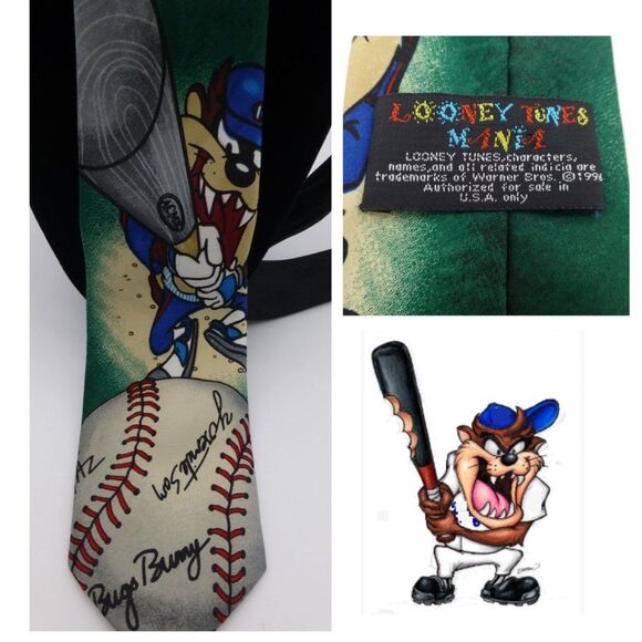 Looney Tunes Vintage 1996 Tasmanian Devil Baseball Tie - Picture 1 of 8